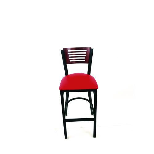 JMC Furniture JRBBVREDB Jones River Series Barstool, Supports Up to 300 lb, 28.5" Seat Height, Red Seat, Dark Mahogany Back, Black Base