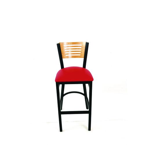 JMC Furniture JRBBVREDD Jones River Series Barstool, Supports Up to 300 lb, 28.5" Seat Height, Red Seat, Natural Back, Black Base