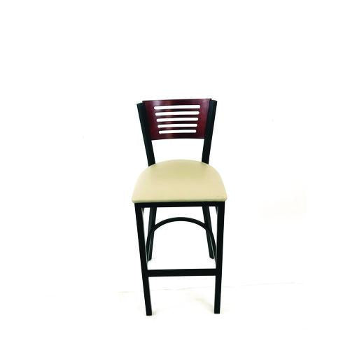 JMC Furniture JRBBVTAUB Jones River Series Barstool, Supports Up to 300 lb, 28.5" Seat Height, Taupe Seat, Dark Mahogany Back, Black Base
