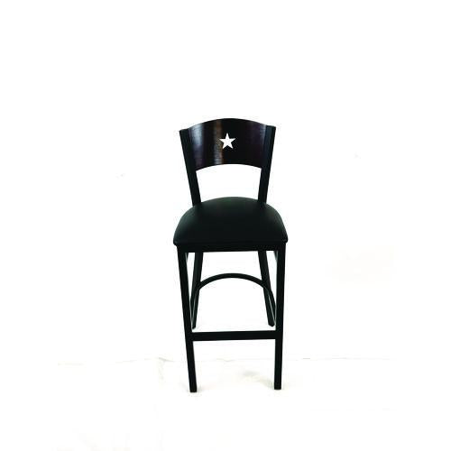 JMC Furniture LBBVBLKB Liberty Series Barstool, Supports Up to 300 lb, 28.5" Seat Height, Black Seat, Dark Mahogany Back, Black Base