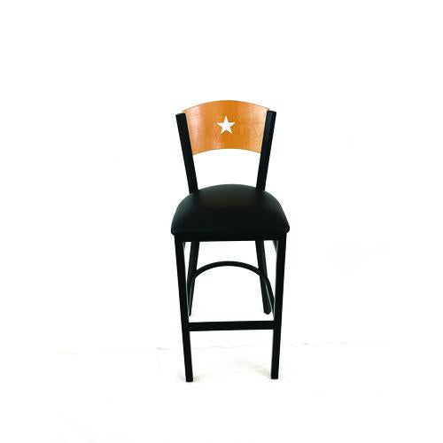 JMC Furniture LBBVBLKD Liberty Series Barstool, Supports Up to 300 lb, 28.5" Seat Height, Black Seat, Natural Back, Black Base