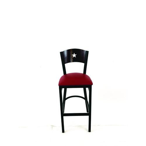 JMC Furniture LBBVBURB Liberty Series Barstool, Supports Up to 300 lb, 28.5" Seat Height, Burgundy Seat, Dark Mahogany Back, Black Base