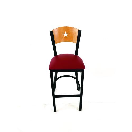 JMC Furniture LBBVBURD Liberty Series Barstool, Supports Up to 300 lb, 28.5" Seat Height, Burgundy Seat, Natural Back, Black Base
