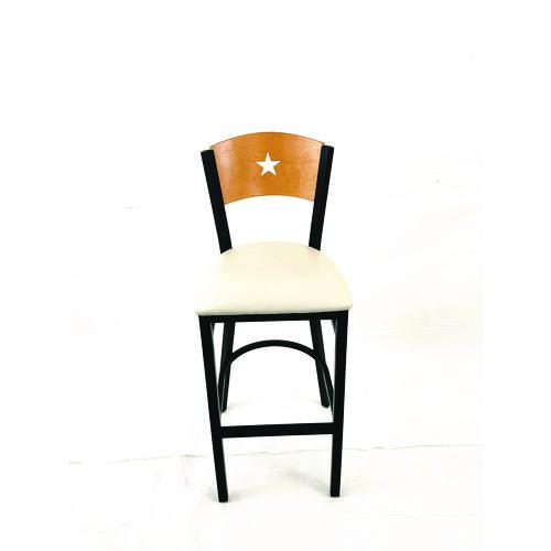 JMC Furniture LBBVCRMD Liberty Series Barstool, Supports Up to 300 lb, 28.5" Seat Height, Cream Seat, Natural Back, Black Base