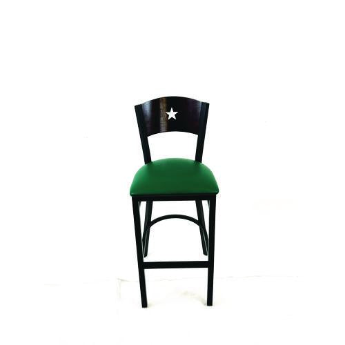 JMC Furniture LBBVGRNB Liberty Series Barstool, Supports Up to 300 lb, 28.5" Seat Height, Green Seat, Dark Mahogany Back, Black Base