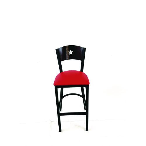JMC Furniture LBBVREDB Liberty Series Barstool, Supports Up to 300 lb, 28.5" Seat Height, Red Seat, Dark Mahogany Back, Black Base