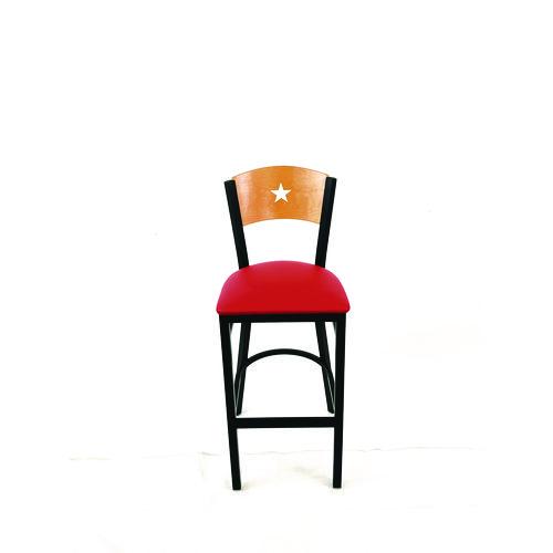 JMC Furniture LBBVREDD Liberty Series Barstool, Supports Up to 300 lb, 28.5" Seat Height, Red Seat, Natural Back, Black Base