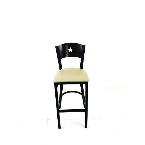 JMC Furniture LBBVTAUB Liberty Series Barstool, Supports Up to 300 lb, 28.5" Seat Height, Taupe Seat, Dark Mahogany Back, Black Base
