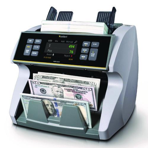 Kolibri KBR-1500 V2 KBR1500V2 Mixed Denomination Cash Counter, 1,200 bills/min, 9.5" x 11" x 10.4", Gray