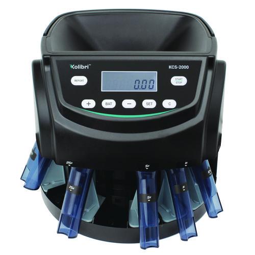 Kolibri KCS-2000 KCS-2000 Coin Sorter, 300 coins/min, 10" x 11.6" x 13.6", Black