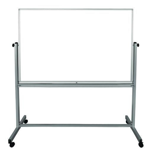 Luxor MB6040WW Mobile Magnetic Whiteboard, 60" x 40", White Surface, Silver Aluminum Frame