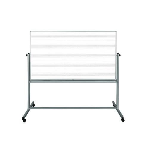Luxor MB7248MM Mobile Music Staff Whiteboard, Dual-Sided Music Notation, 72" x 48", White Surface, Silver Aluminum Frame