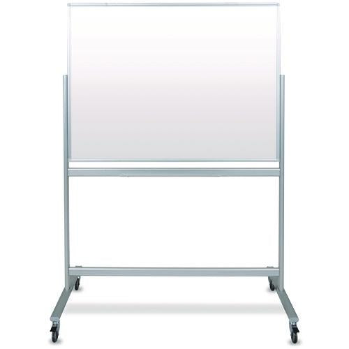 Luxor MMGB4836 Mobile Magnetic Glass Dry Erase Board, 48" x 36", White Surface, Silver Aluminum Frame