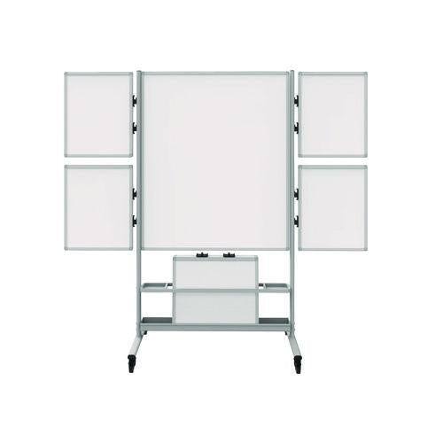 Luxor Collab-Station Mobile Collaboration Station Whiteboard with 4 Attachable Marker Boards, 40.4" x 48.6", White Surface, Silver Aluminum Frame