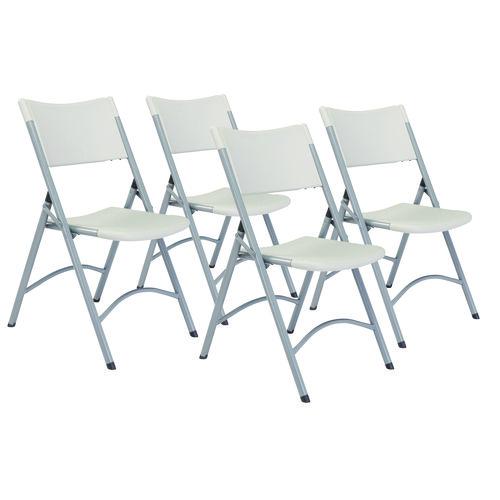 NPS 602 600 Series Heavy Duty Plastic Folding Chair, Supports Up to 500 lb, 18" Seat Height, Gray Seat/Back/Base, 4/Carton