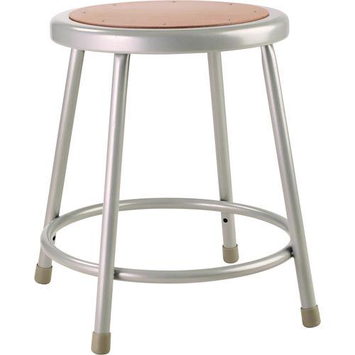 NPS 6218 6200 Series Heavy Duty Steel Stool, Backless, Supports Up to 500 lb, 18" Seat Height, Brown Seat, Gray Base