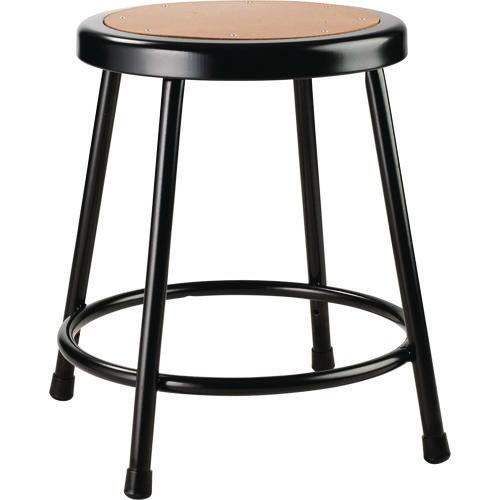 NPS 621810 6200 Series Heavy Duty Steel Stool, Backless, Supports Up to 500 lb, 18" Seat Height, Brown Seat, Black Base