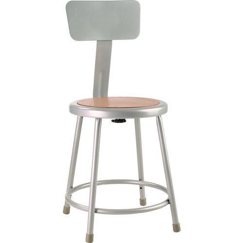 NPS 6218B 6200 Series Heavy Duty Steel Stool With Backrest, Supports Up to 500 lb, 18" Seat Height, Brown Seat, Gray Back/Base