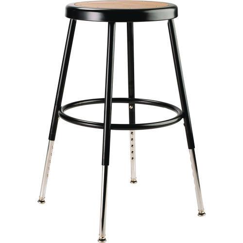 NPS 6218H10 6200 Series Height Adjustable Heavy Duty Steel Stool, Backless, Supports 500lb,19' to 27' Seat Height, Brown Seat, Black Base