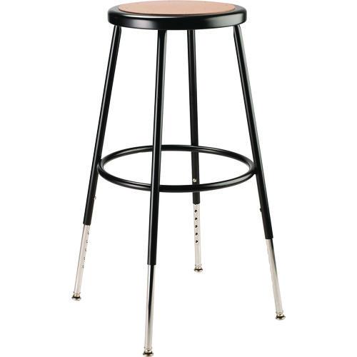 NPS 6224H10 6200 Series Height Adjustable Heavy Duty Steel Stool, Backless, Supports 500lb, 25" to 33" Seat Height, Brown Seat/Black Base