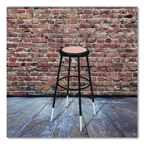 NPS 6230H10 6200 Series Height Adjustable Heavy Duty Steel Stool, Backless, Supports 500lb, 31" to 39" Seat Height, Brown Seat,Black Base