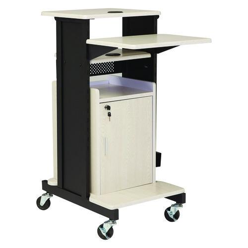 Oklahoma Sound PRC250 Premium Plus Presentation Cart with Storage Cabinet, 18 x 30 x 40.5, Ivory/Black