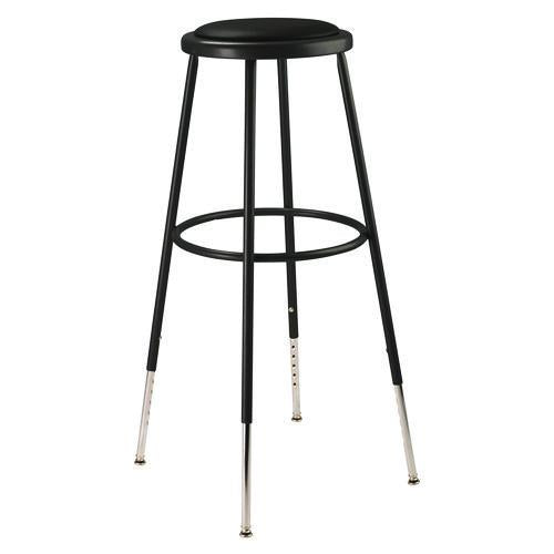 NPS 6430H10 6400 Series Height Adjustable HD Vinyl Padded Steel Stool, Supports 500 lb, 30.5" to 38.5" Seat Height, Black Seat/Base