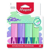 Maped Helix 742046 Fluo Peps Pastel Glitter Highlighter, Assorted Ink, Chisel Tip, Assorted Barrel, 4/Pack 3