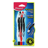 Maped Helix 224324 Visio Left-Handed Ballpoint Pen, Stick, Medium 1 mm, Assorted Ink and Barrel Colors, 3/Pack 3