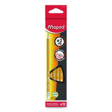 Maped Helix 851779ZT Essentials Triangular Pre-Sharpened Pencils, HB (#2), Black Lead, Yellow Barrel, 12/Box 3