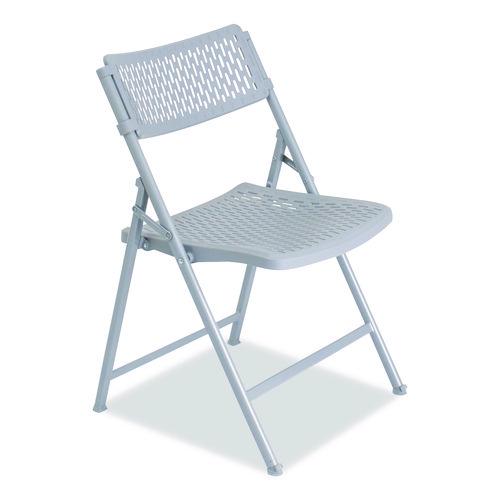NPS 1412 AirFlex Series Premium Polypropylene Folding Chair, Supports 1,000 lbs, 17.25" Seat Height, Platinum Seat/Back/Base, 4/Carton