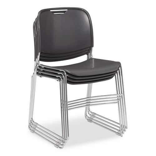 NPS 85024 8500 Series Ultra-Compact Plastic Stack Chair, Supports Up to 500 lbs, 17" Seat Height, Gray Seat/Back, Chrome Base, 4/Carton