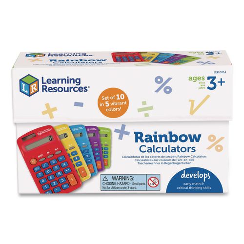 Learning Resources LER0014 Rainbow Calculators, 8-Digit, LCD, 10 Calculators