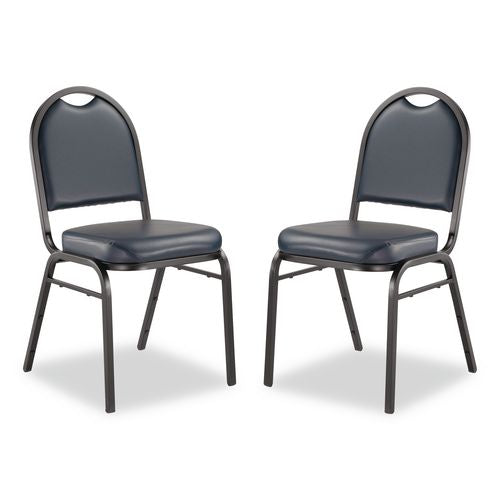 NPS 9204BT2 9200 Series Premium Upholstered Stack Chair, Vinyl, Supports 500 lb, 19" Seat Ht, Midnight Blue Seat/Back, Black Base,2/Pack
