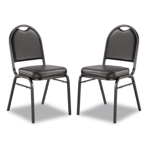 NPS 9210BT2 9200 Series Premium Upholstered Stack Chair, Vinyl, Supports Up to 500 lb, 19" Seat Height, Black Seat/Back, Black Base, 2/PK
