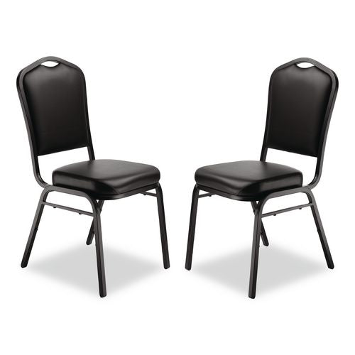 NPS 9310BT2 9300 Series Deluxe Upholstered Stack Chair, Vinyl, Supports Up to 500 lb, 19" Seat Height, Black Seat/Back/Base, 2/Pack