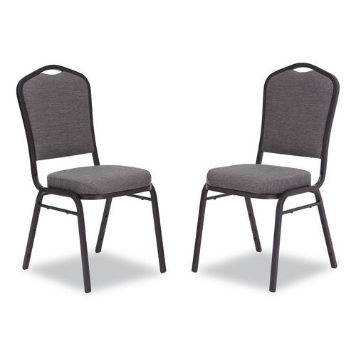 NPS 9362BT2 9300 Series Deluxe Upholstered Stack Chair, Fabric, Supports 500 lb,19" Seat Ht, Nat Graystone Seat/Back, Black Base, 2/PK