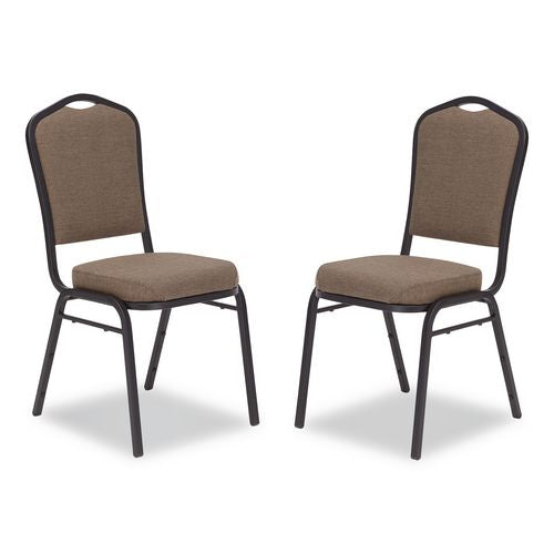 NPS 9378BT2 9300 Series Deluxe Upholstered Stack Chair, Fabric, Supports 500 lb, 19" Seat Ht, Natural Taupe Seat/Back, Black Base, 2/Pack