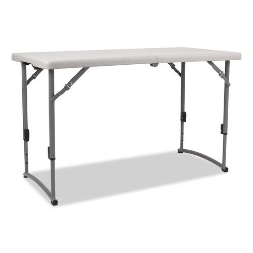 NPS BFHT2448A Plastic Fold-in-Half Adjustable Height Table, Rectangular, 24w x 48d x 22h to 35h, Speckled Gray Top, Gray Base/Legs