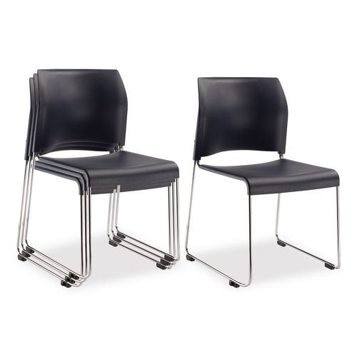 NPS 880411044 8800 Series Cafetorium Plastic Stack Chair, Supports Up to 500 lb, 18" Seat Height, Blue Seat/Back, Chrome Base, 4/Carton