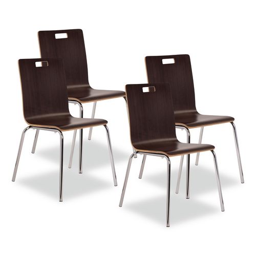 NPS BCC214 Bushwick Series Bentwood Chair, Supports Up to 500 lb, 18" Seat Height, Espresso Seat, Espresso Back, Chrome Base, 4/Carton
