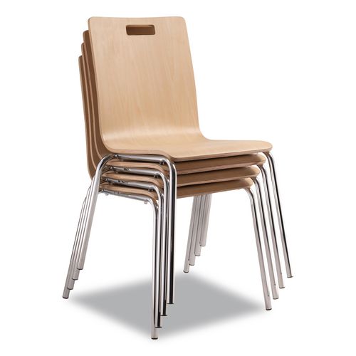 NPS BCC224 Bushwick Series Bentwood Chair, Supports Up to 500 lb, 18" Seat Height, Natural Seat, Natural Back, Chrome Base, 4/Carton