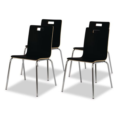 NPS BCC234 Bushwick Series Bentwood Chair, Supports Up to 500 lb, 18" Seat Height, Black Seat, Black Back, Chrome Base, 4/Carton