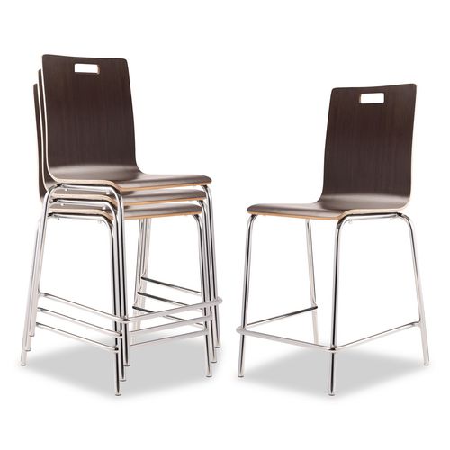NPS BCM214 Bushwick Series Bentwood Stool, Counter Height, Supports Up to 500 lb, 24" Seat Height, Espresso Seat/Back, Chrome Base, 4/CT