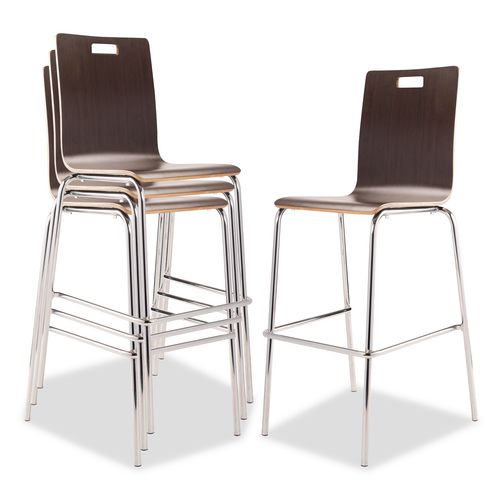 NPS BCS214 Bushwick Series Bentwood Stool, Supports Up to 500 lb, 30" Seat Height, Espresso Seat, Espresso Back, Chrome Base, 4/Carton