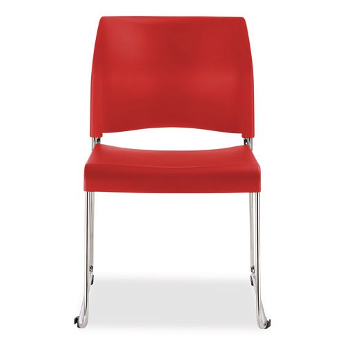 NPS 881711174 8800 Series Cafetorium Plastic Stack Chair, Supports Up to 500 lb, 18" Seat Height, Red Seat, Red Back, Chrome Base, 4/Carton
