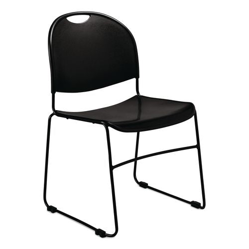 NPS 850CL4 850 Series Multi-Purpose Ultra Compact Stack Chair, Supports Up to 300 lbs, 17" Seat Height, Black Seat/Back/Base, 4/Carton