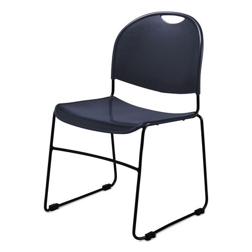 NPS 855CL4 850 Series Multi-Purpose Ultra Compact Stack Chair, Supports 300 lbs, 17" Seat Height, Navy Seat/Back, Black Base, 4/Carton