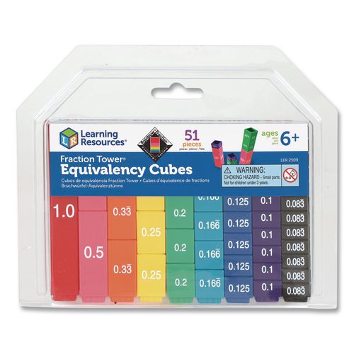 Learning Resources LER2509 Fraction Tower Equivalency Cubes, Nine Sizes, Grades 1 to 4, 51 Pieces