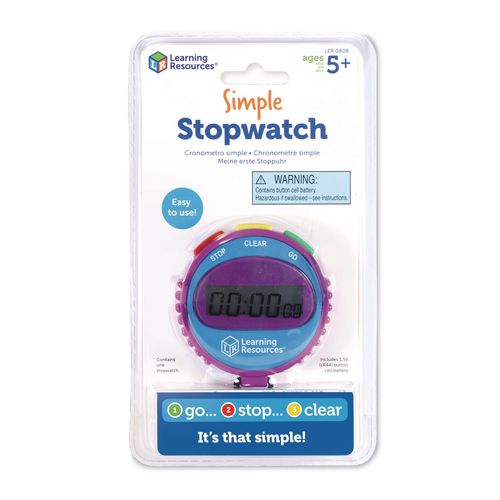 Learning Resources LER0808 Simple Stopwatch, Accurate to 1/100 Second, Blue Stopwatch, Black Lanyard